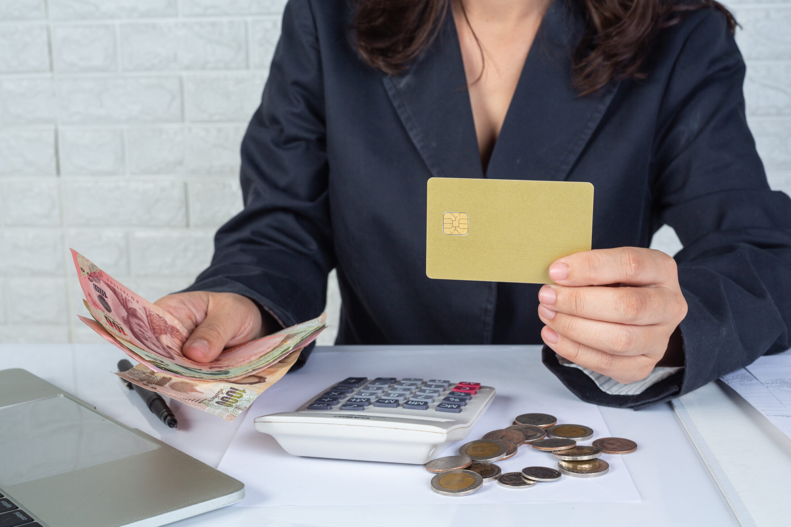 finance and accounting concept. business woman working on desk