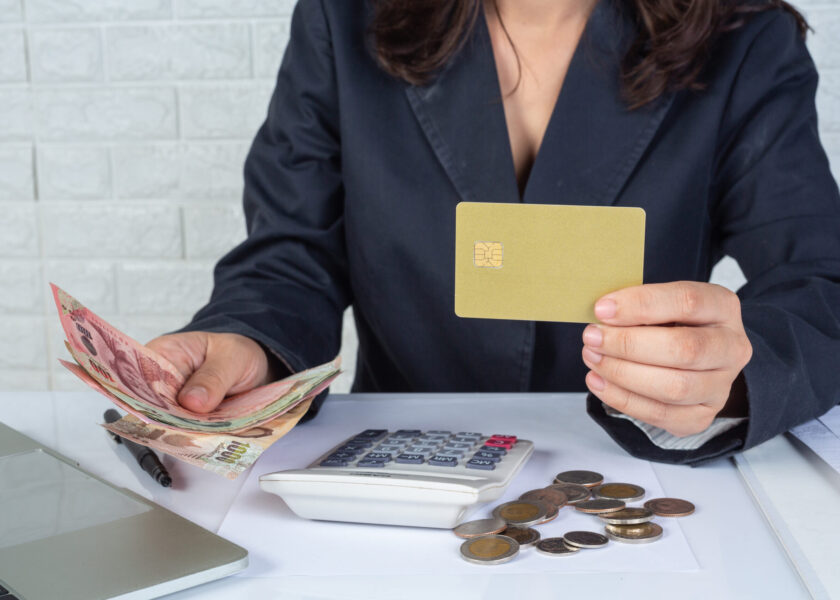 finance and accounting concept. business woman working on desk
